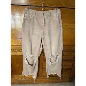 Vervet Y2K Grunge Pink Distressed Wide Leg Jeans‎ High Rise Acid Wash Baggy
